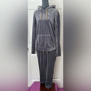 Richie House Women’s Medium Gray Velour Track Pants & Hoodie Set
